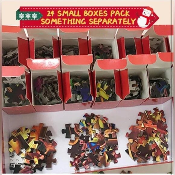 NEW & SEALED Merry Christmas Advent Calendar Jigsaw Puzzle - 24 Day Countdown - Picture 3 of 4
